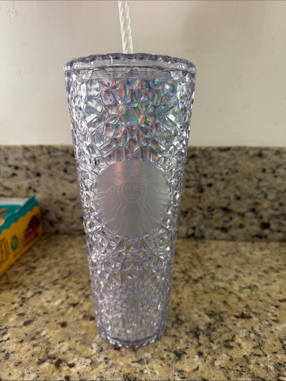 Starbucks Iridescent Lavender Faceted Tumbler with Straw